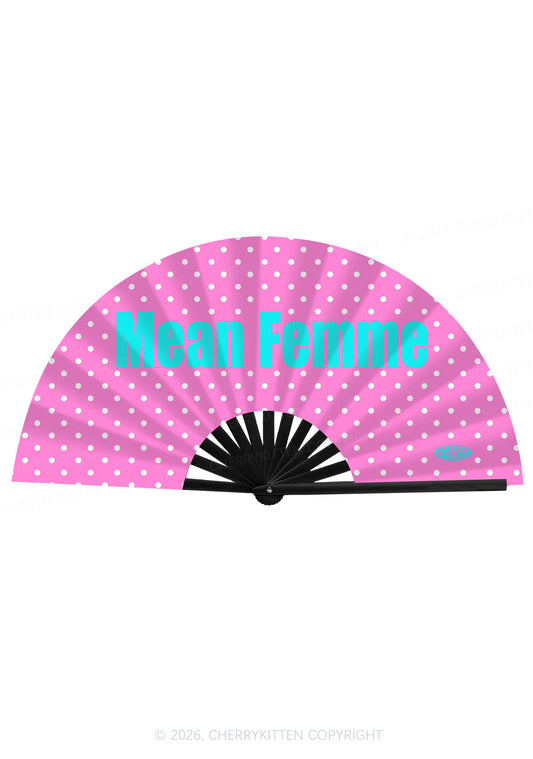 Mean Femme Dots Pride Y2K Rave Hand Fan Cherrykitten