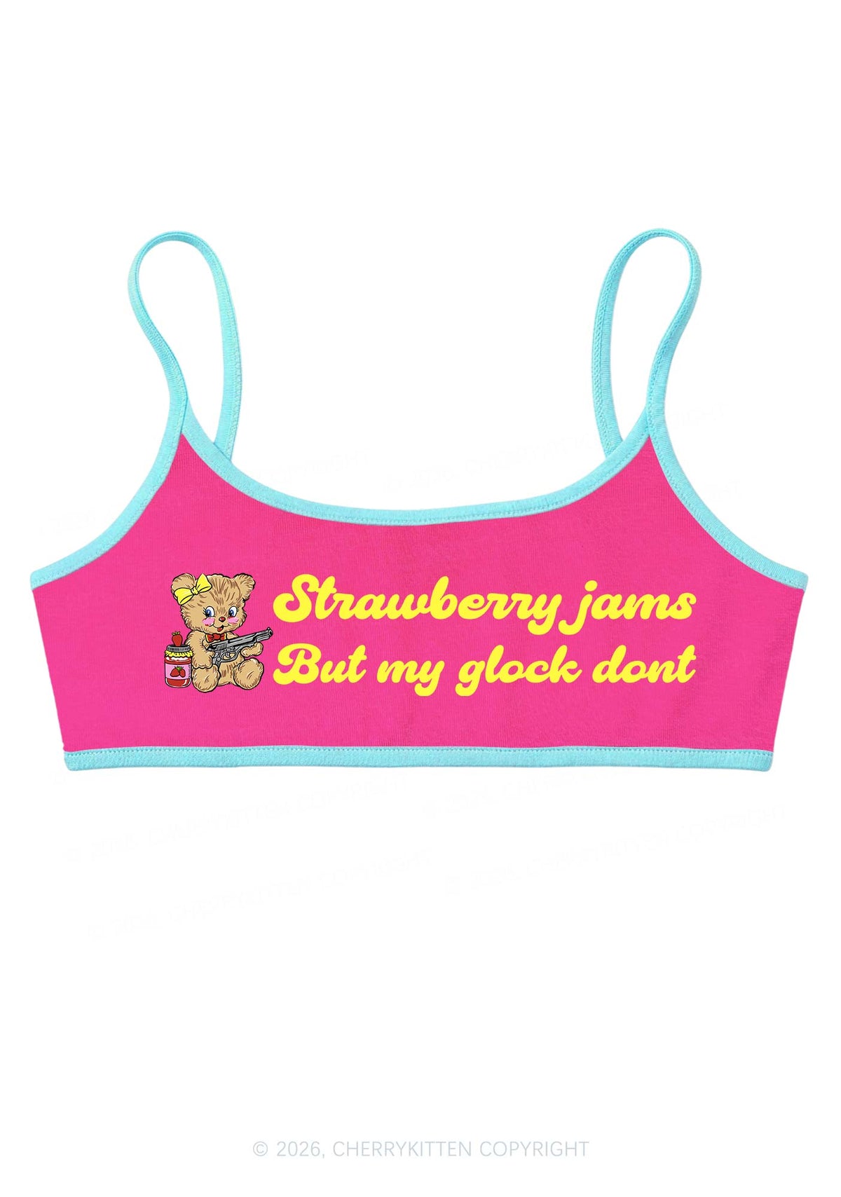 Strawberry Jams Bear Y2K Super Crop Cami Cherrykitten