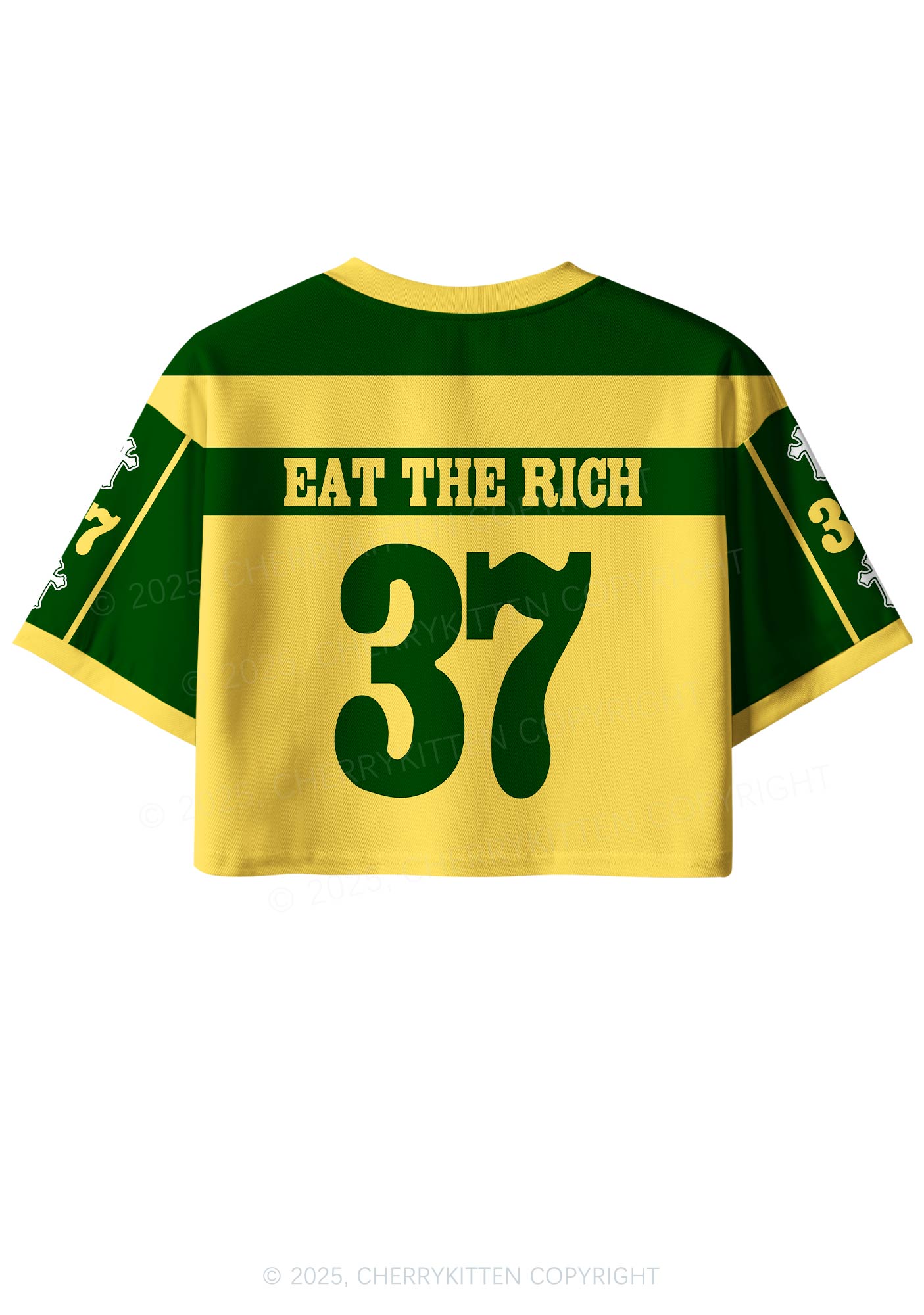 Custom Yellow Eat The Rich Y2K Crop Sport Jersey Shirts Cherrykitten