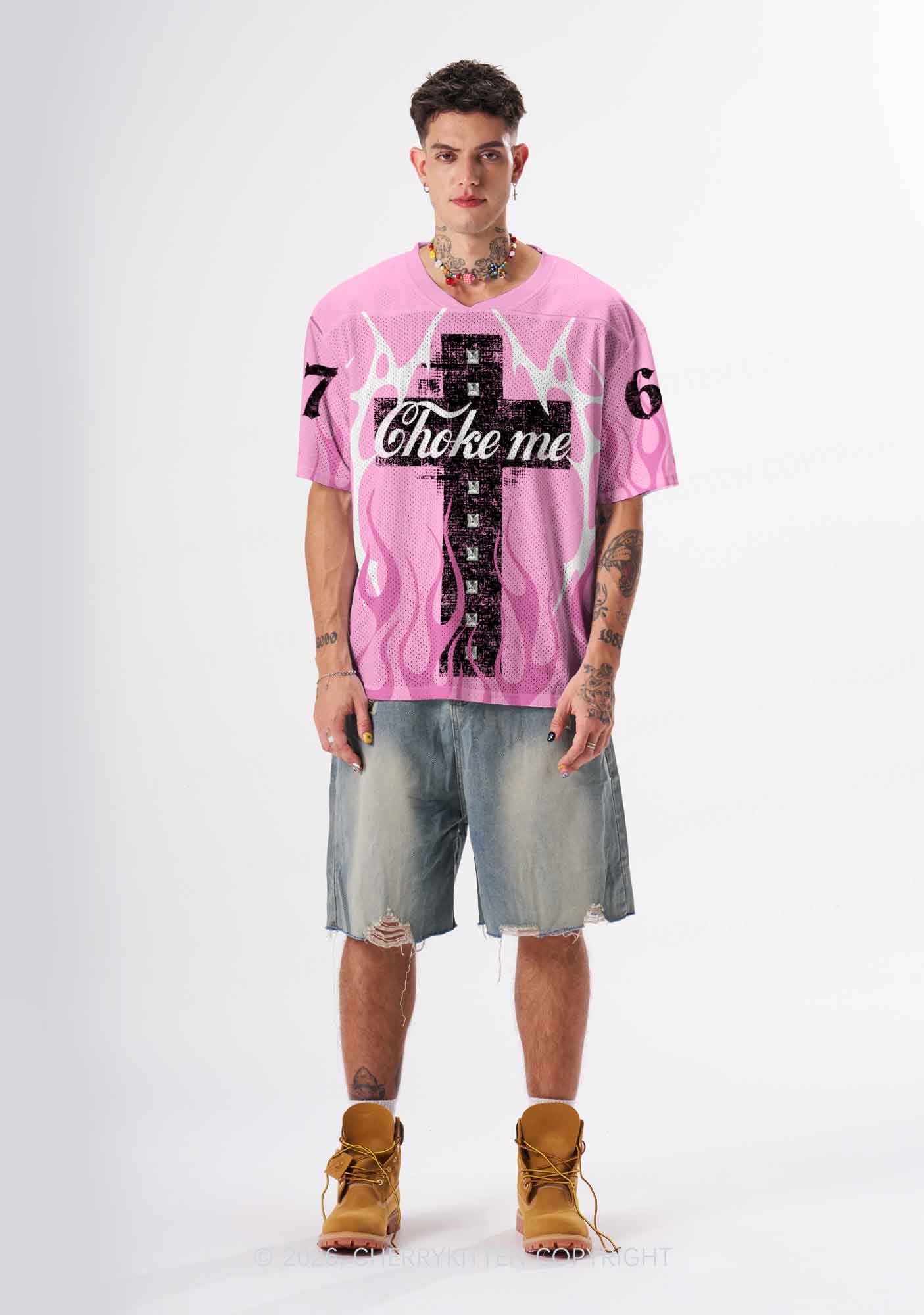 Choke Me Black Cross Y2K Sport Jersey Shirts Cherrykitten