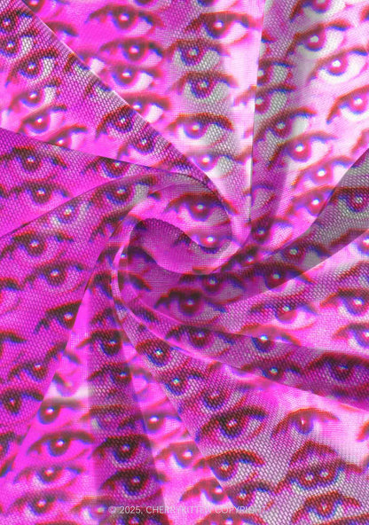 Halloween Pink Eyes Y2K Print Mini Layered Skirt Cherrykitten