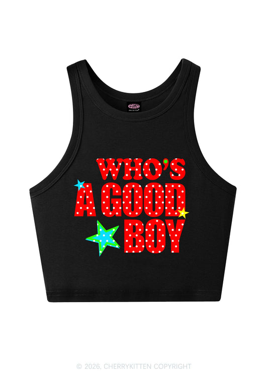 Whos A Good Boy Polka Dots Y2K Crop Tank Top Cherrykitten