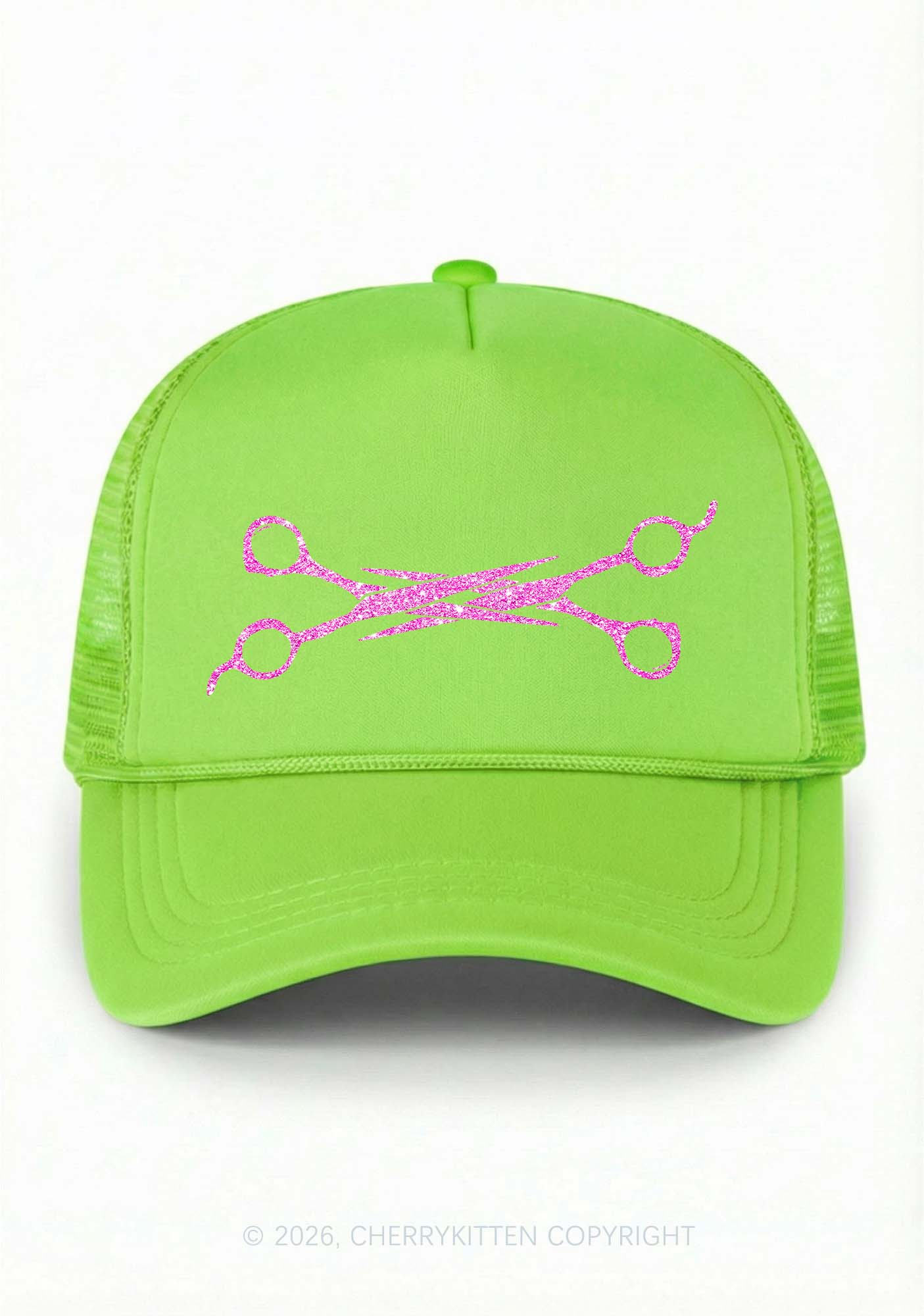 Glitter Pink Scissors Pride Y2K Trucker Hat Cherrykitten