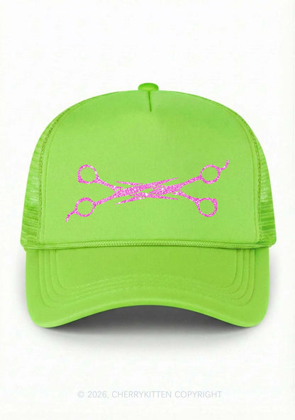 Glitter Pink Scissors Pride Y2K Trucker Hat Cherrykitten