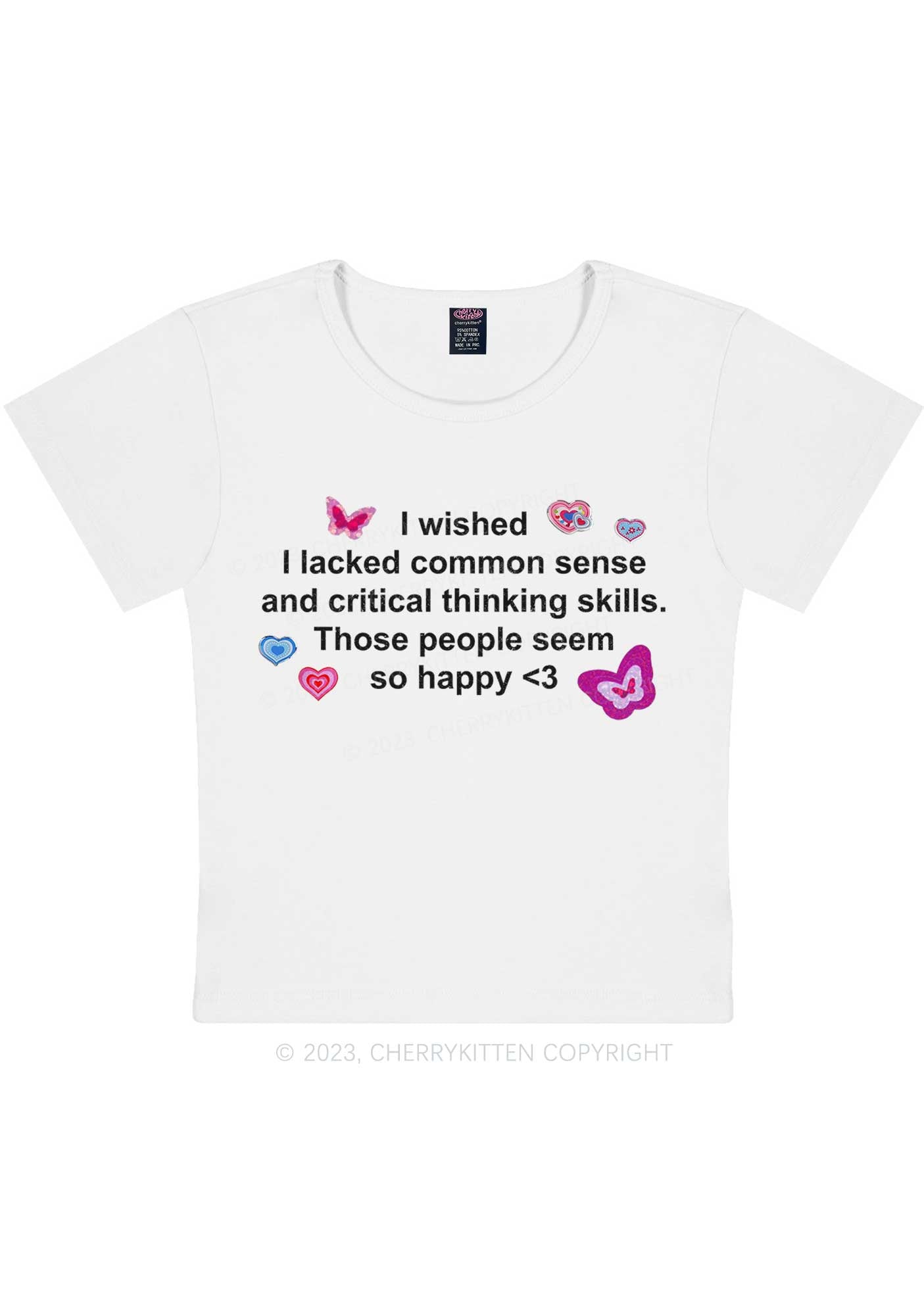 Lacked Critical Thinking Skills Y2K Baby Tee Cherrykitten