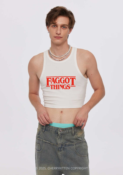 Faggot Things Pride Y2K Crop Tank Top Cherrykitten