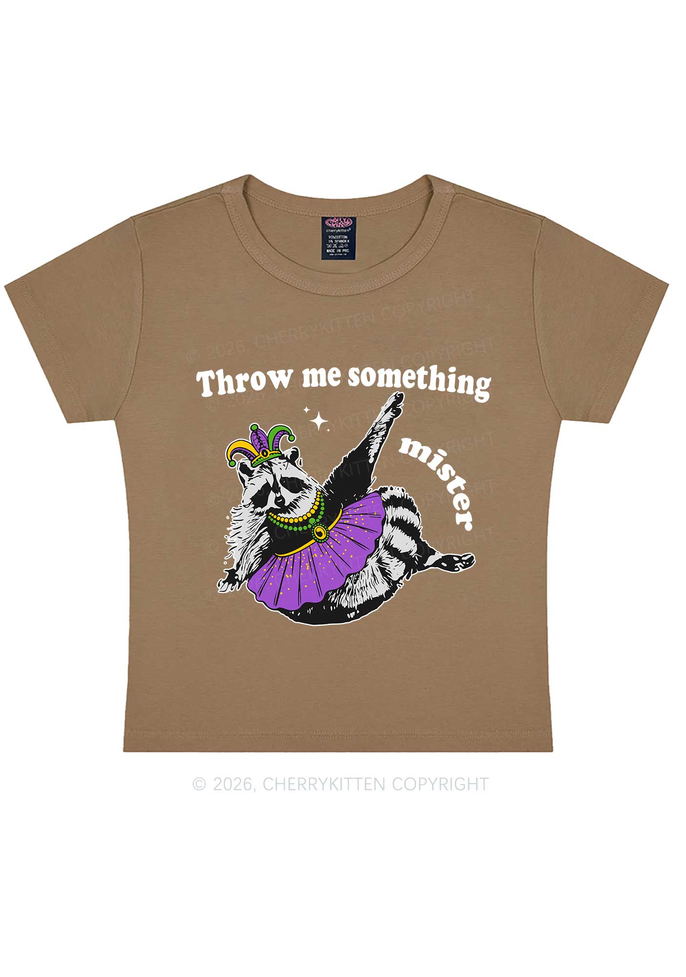 Throw Me Something Mister Raccoon Y2K Baby Tee Cherrykitten