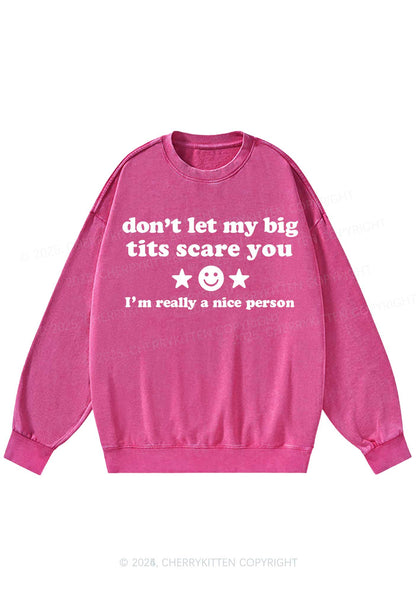 Dont Let My Big Txts Scare You Y2K Washed Sweatshirts Cherrykitten