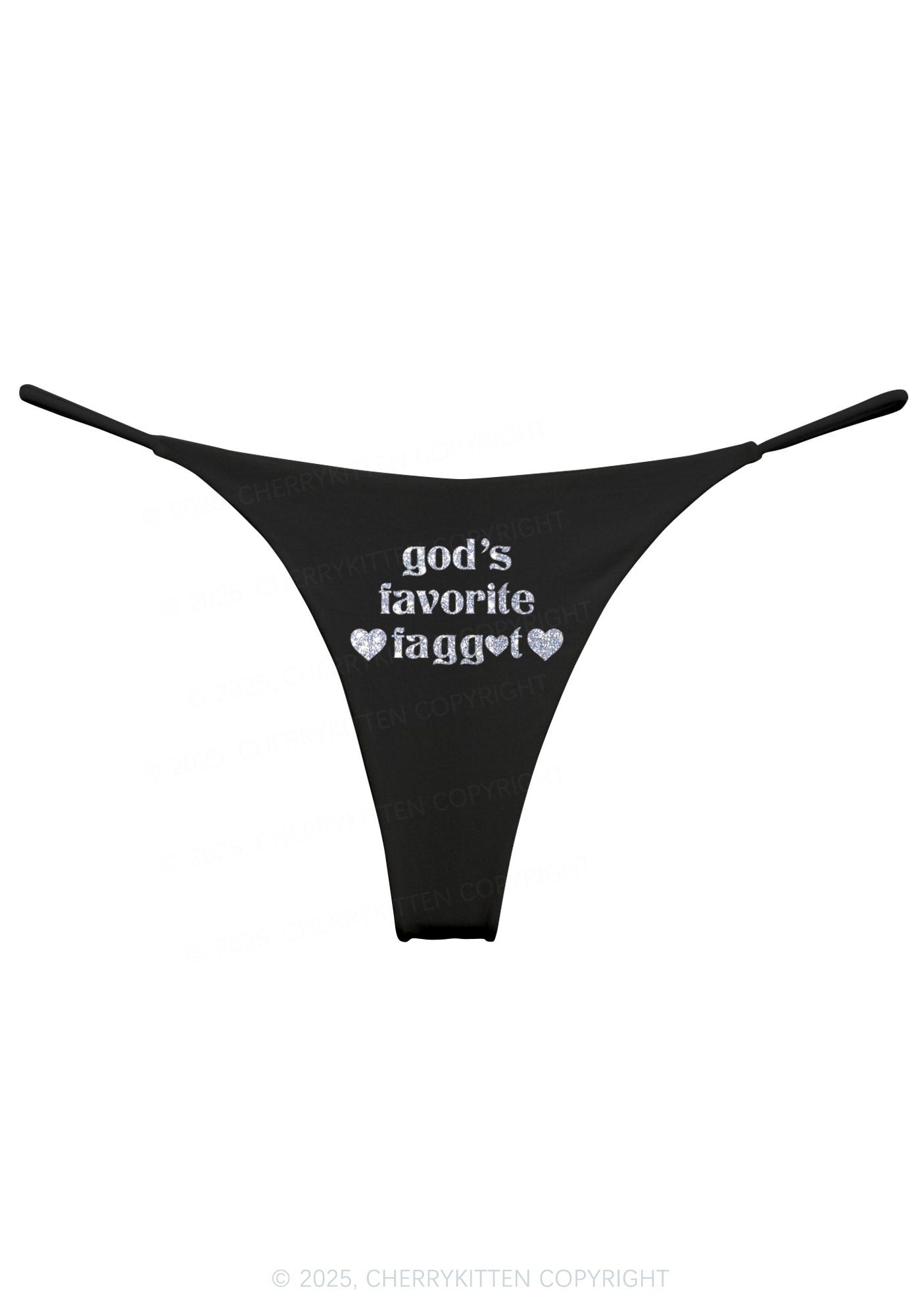 Glitter Gods Favorite Faggot Pride Y2K Bikini String Thong Cherrykitten