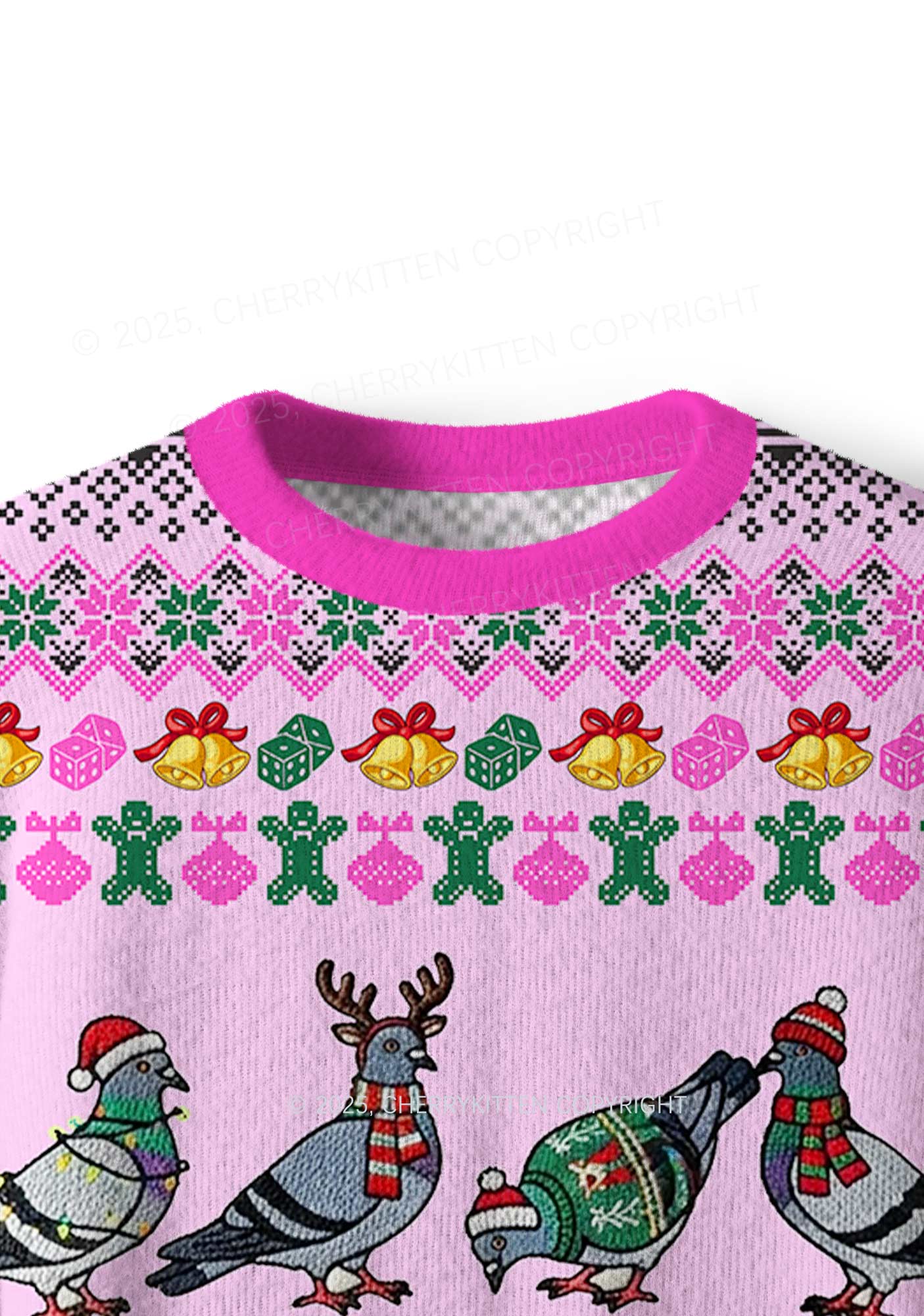 Christmas Pigeon Y2K Christmas Knit Sweatshirt Cherrykitten