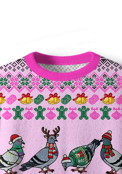 Christmas Pigeon Y2K Christmas Knit Sweatshirt Cherrykitten