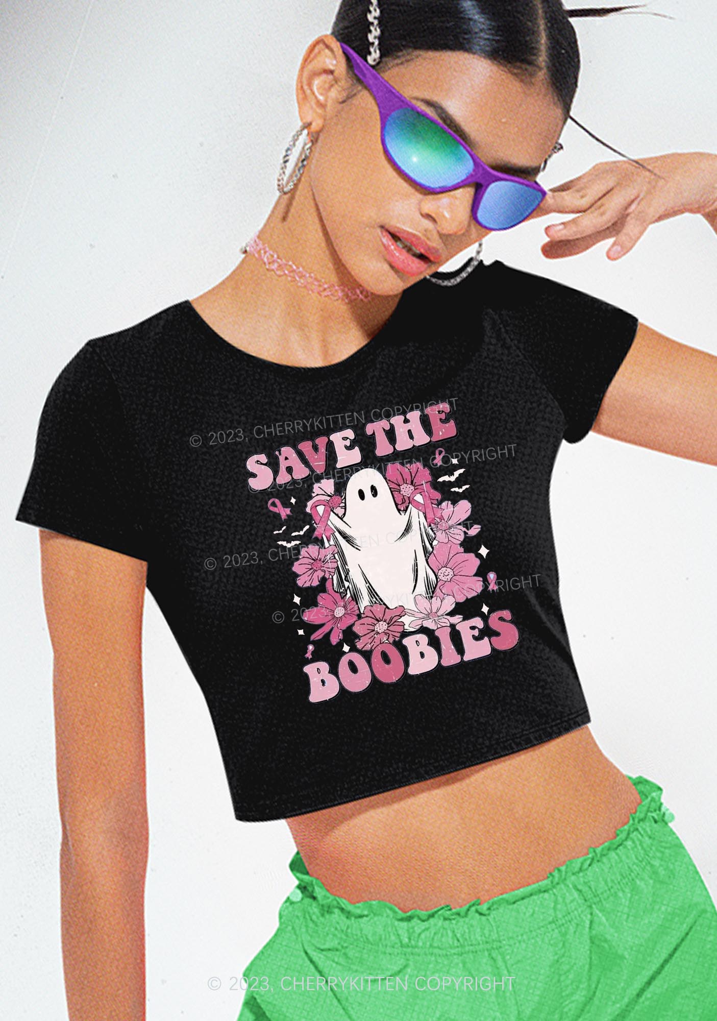 Save The Boobies Halloween Baby Tee Cherrykitten
