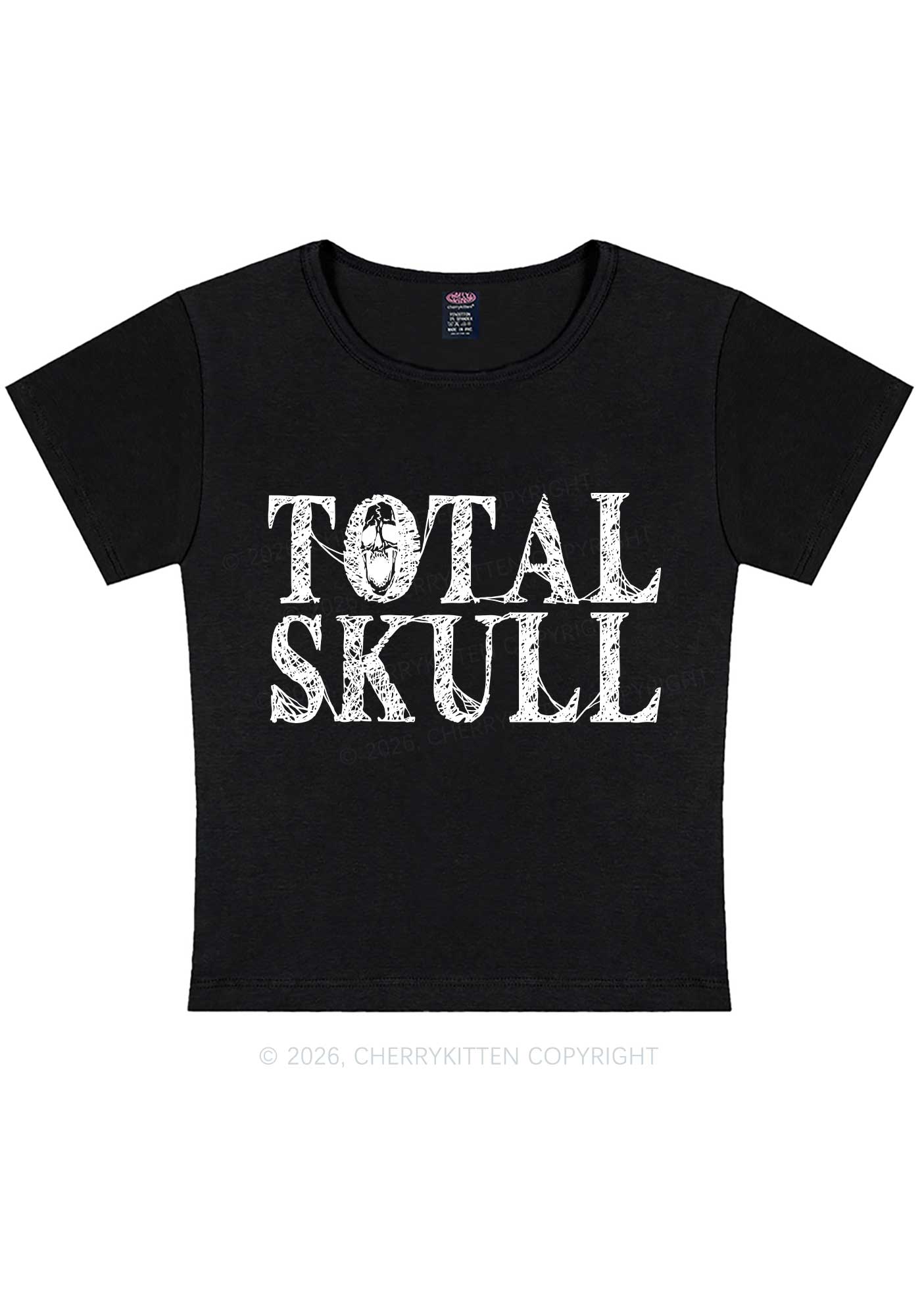 Halloween Total Skull Y2K Baby Tee Cherrykitten
