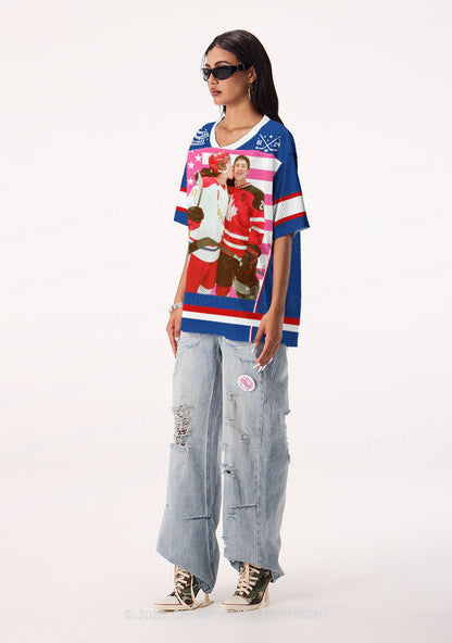 Retro Blue Kissing HR Y2K Sport Jersey Shirts Cherrykitten