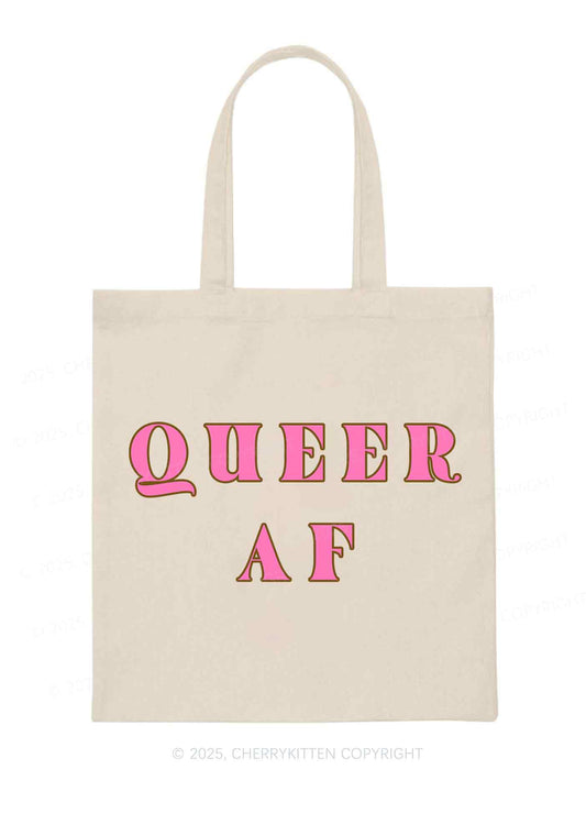 Queer AF Pride Y2K Canvas Tote Bag Cherrykitten
