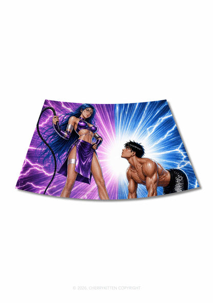 Purple Lightning S Male Y2K Print Mini Skirt Cherrykitten