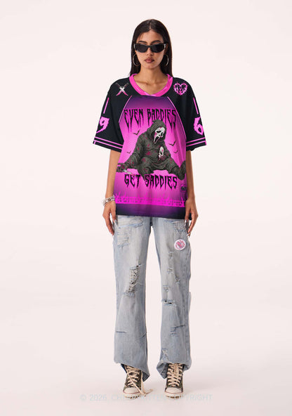 Halloween Skull Even Baddies Get Saddies Y2K Sport Jersey Shirts Cherrykitten