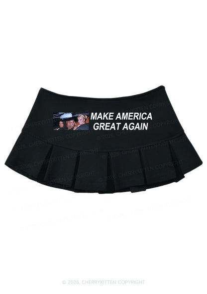 Make America Great Again Y2K Mini Pleated Skirts Cherrykitten