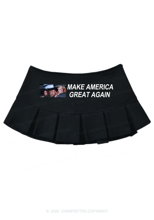 Make America Great Again Y2K Mini Pleated Skirts Cherrykitten