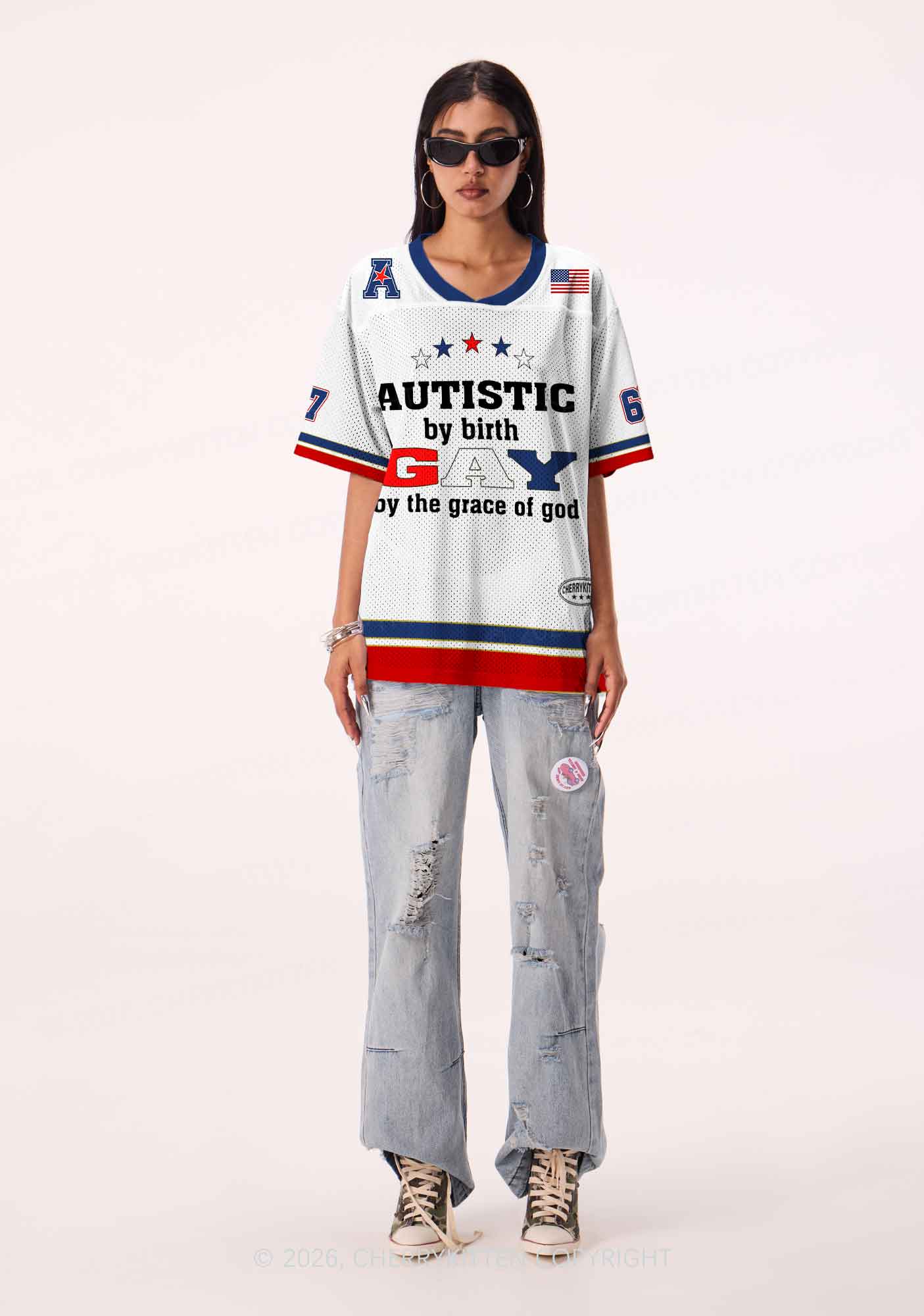 Autistic By Birth Gay Pride Y2K Sport Jersey Shirts Cherrykitten
