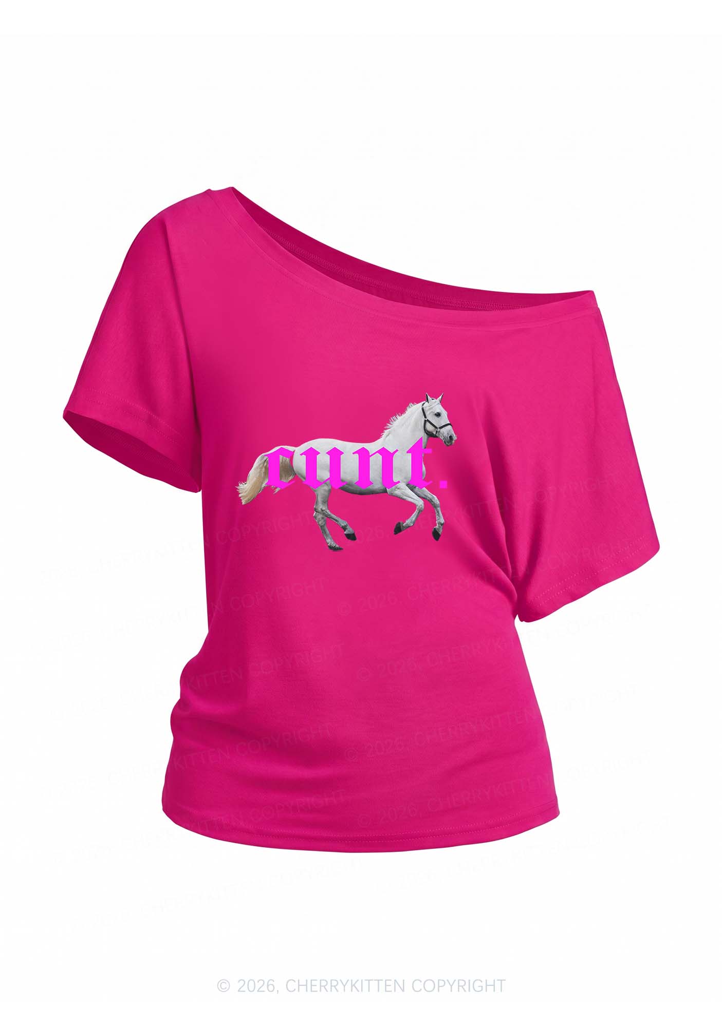 Cxxt Horse Y2K Off Shoulder Tee Cherrykitten