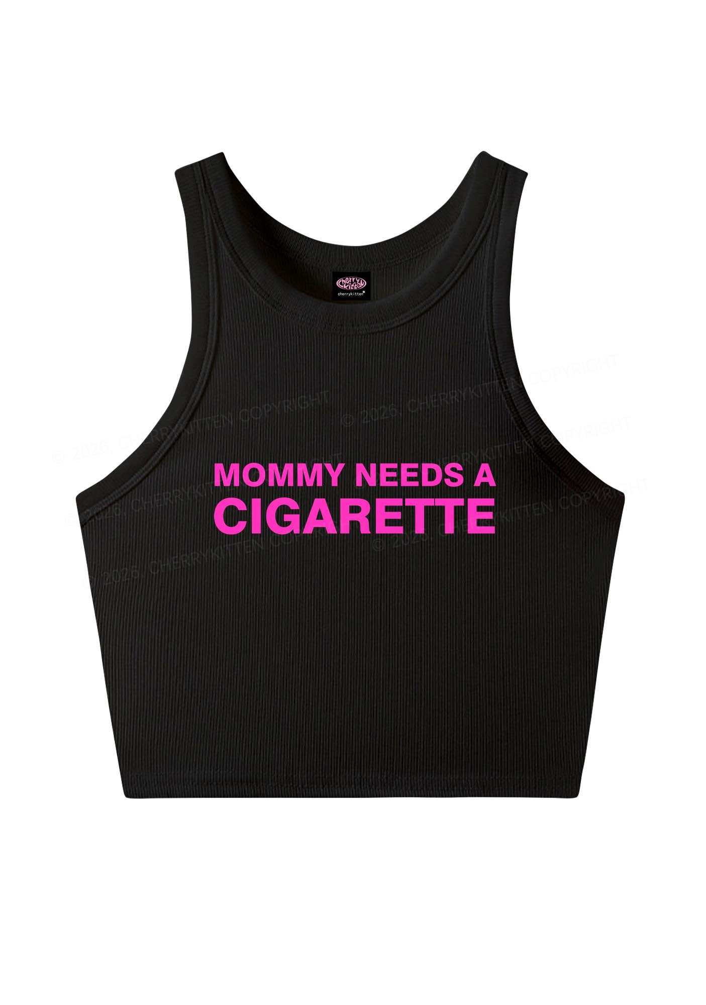 Mommy Needs A Cigarette Y2K Crop Tank Top Cherrykitten