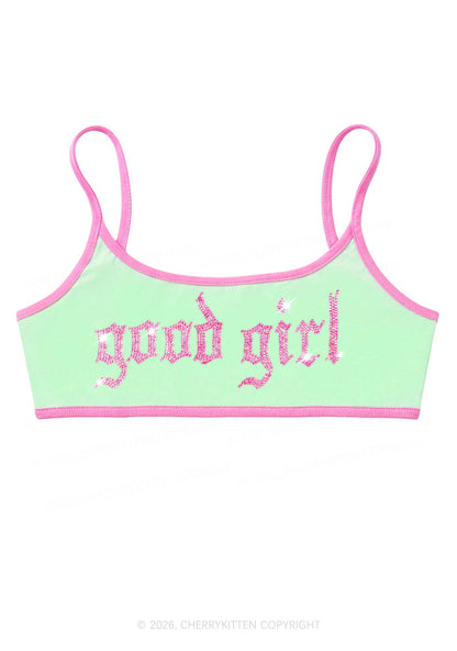 Rhinestone Good Girl Y2K Super Crop Cami Cherrykitten