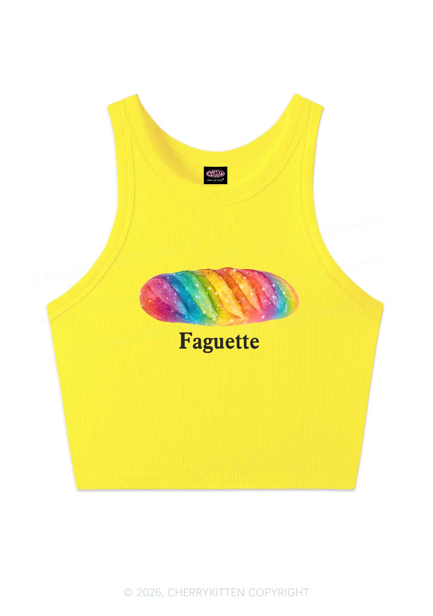 Rainbow Faguette Pride Y2K Crop Tank Top Cherrykitten