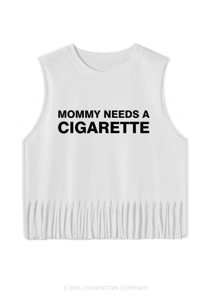Mommy Needs A Cigarette Y2K Fringe Tank Top Cherrykitten
