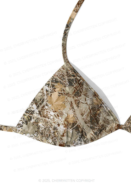 Maple Leaf Camouflage Y2K Print Bikini Set Cherrykitten
