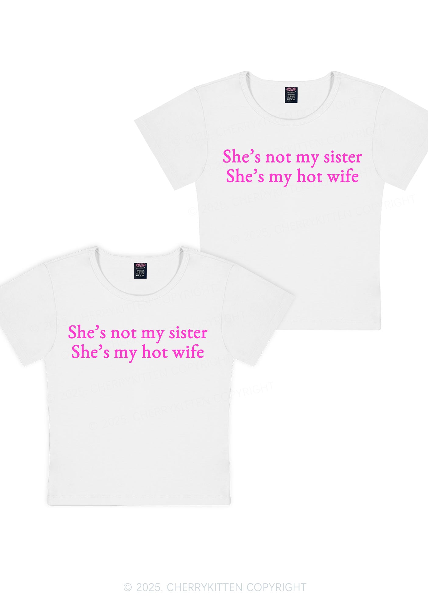 Shes Not My Sister Y2K Valentine's Day Baby Tee Cherrykitten