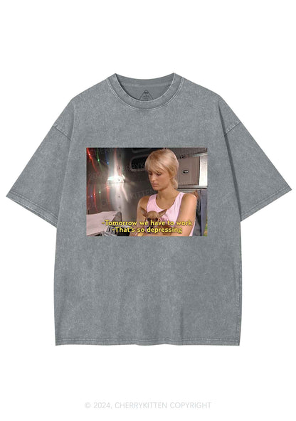 We Have To Work Y2K Washed Tee Cherrykitten