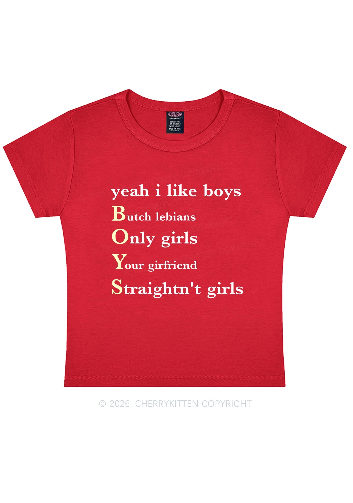 Yeah I Like Boys Pride Y2K Baby Tee Cherrykitten