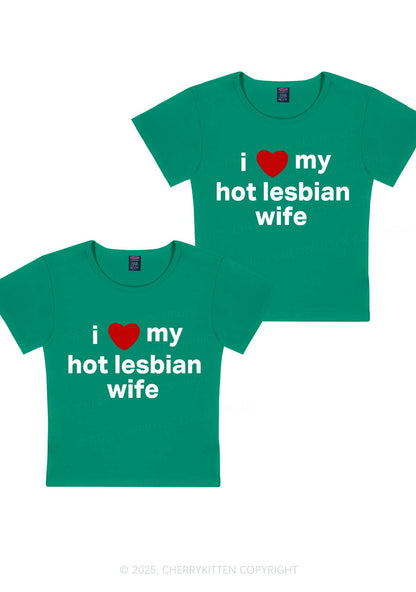 Love My Hot Lesbian Wife Y2K Valentine's Day Baby Tee Cherrykitten