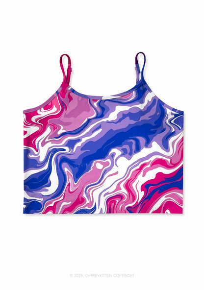 Bisexual Liquid Tie Dye Pride Y2K Print Cami Crop Top Cherrykitten