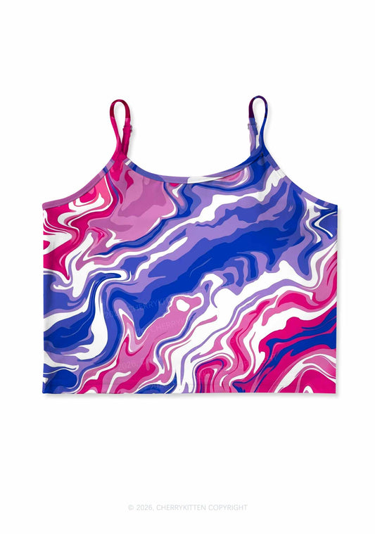 Bisexual Liquid Tie Dye Pride Y2K Print Cami Crop Top Cherrykitten