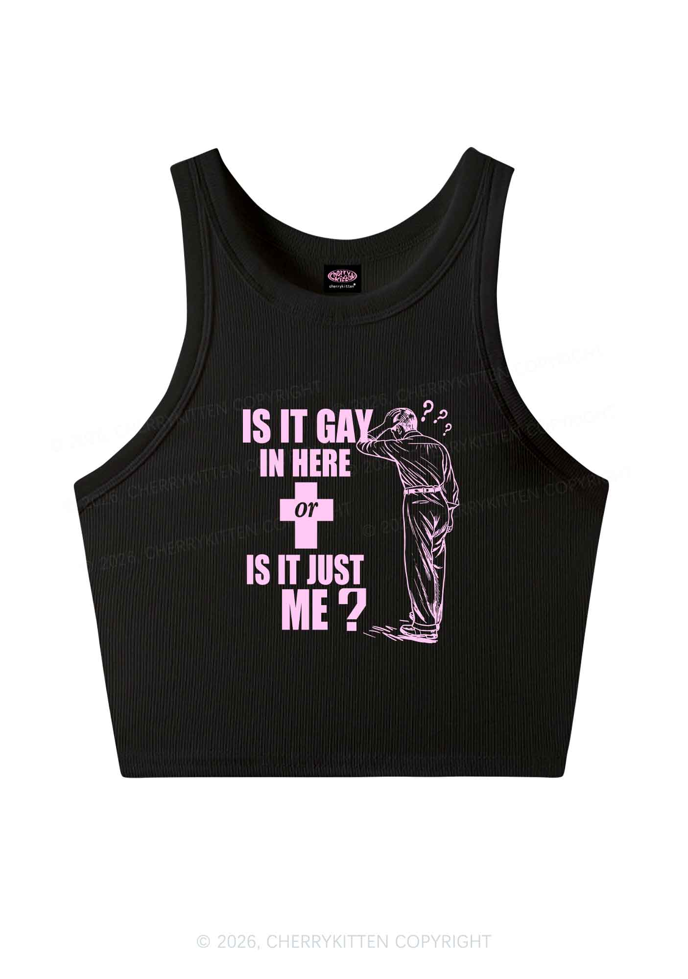 Is It Gay In Here Pride Y2K Crop Tank Top Cherrykitten