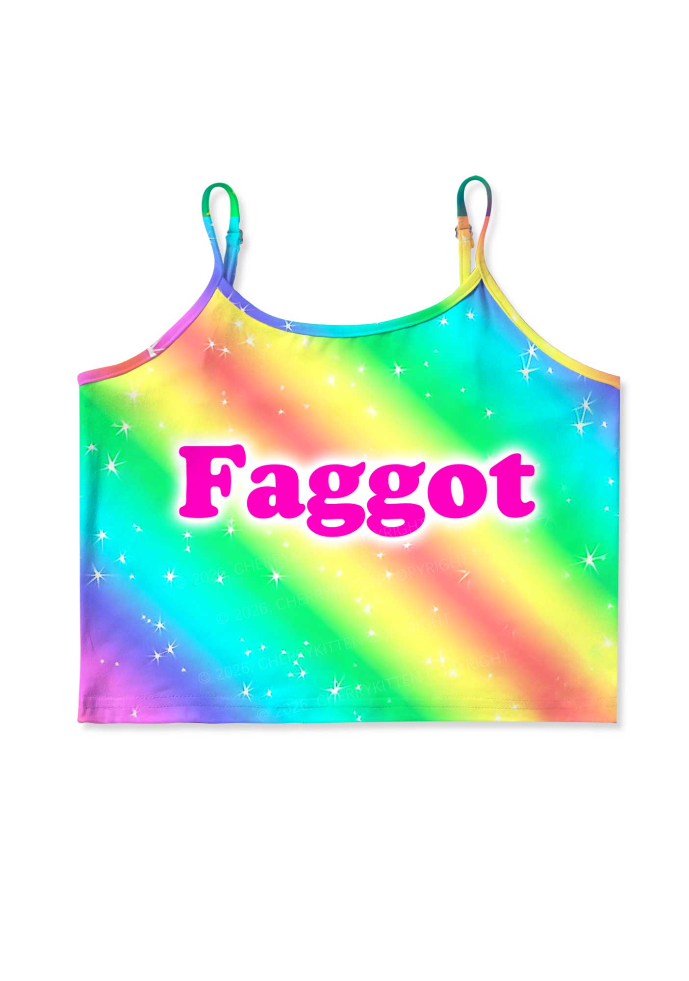 Rainbow Slide Faggot Pride Y2K Print Cami Crop Top Cherrykitten