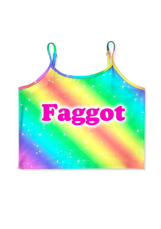 Rainbow Slide Faggot Pride Y2K Print Cami Crop Top Cherrykitten