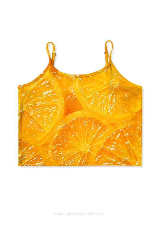 Orange Slice Y2K Print Cami Crop Top Cherrykitten