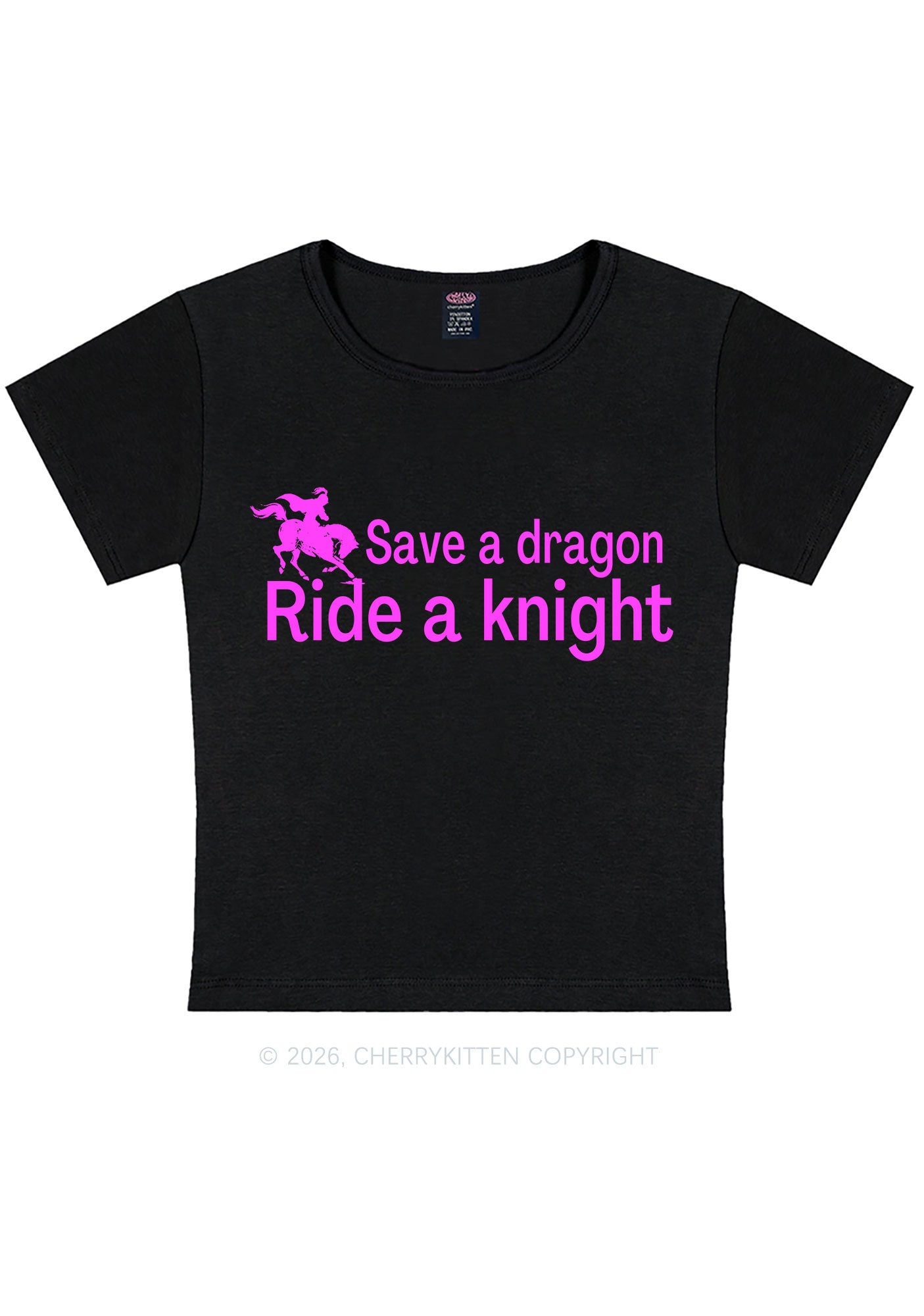 Save Dragon Ride Knight Y2K Baby Tee Cherrykitten