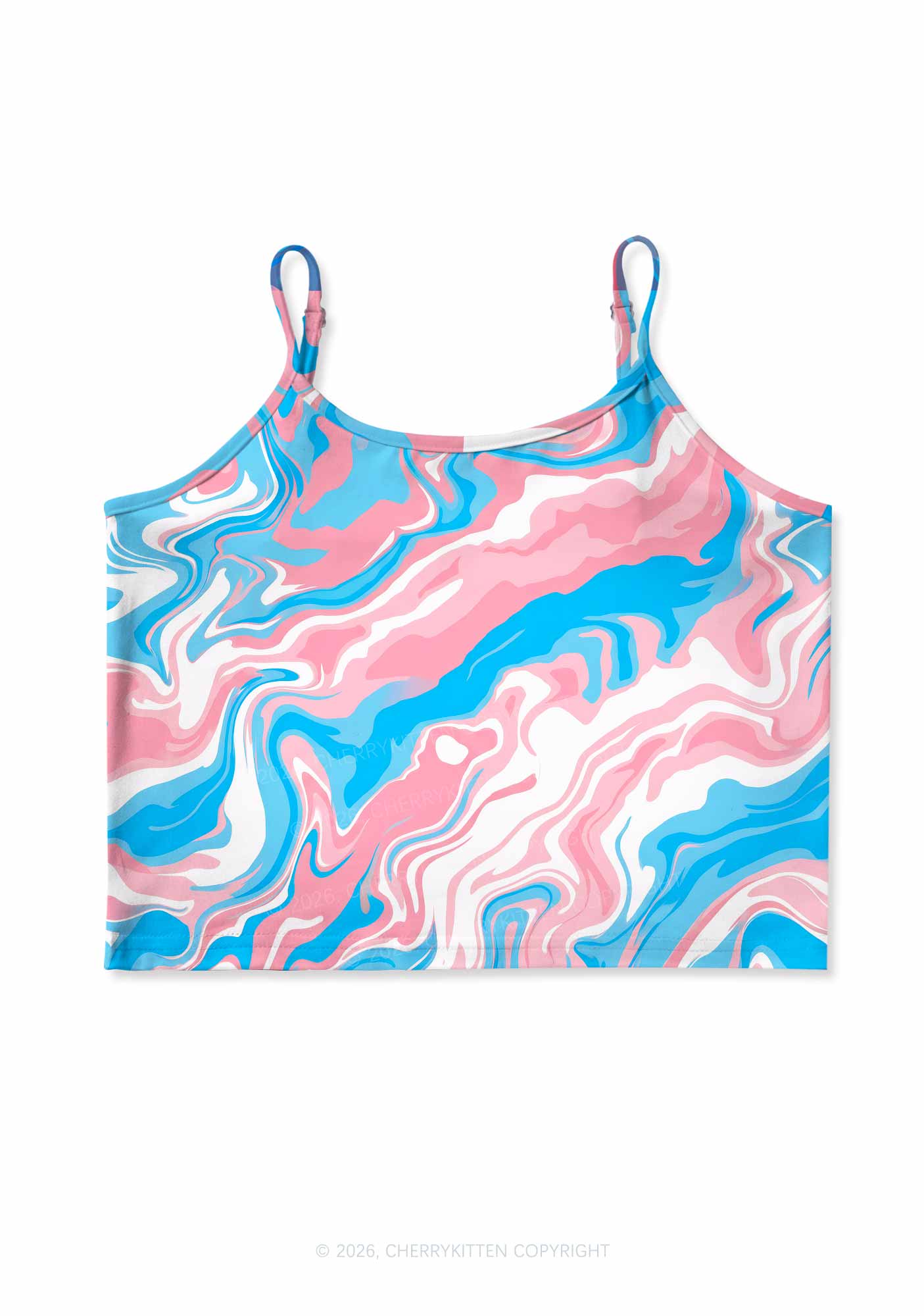 Trans Liquid Tie Dye Pride Y2K Print Cami Crop Top Cherrykitten