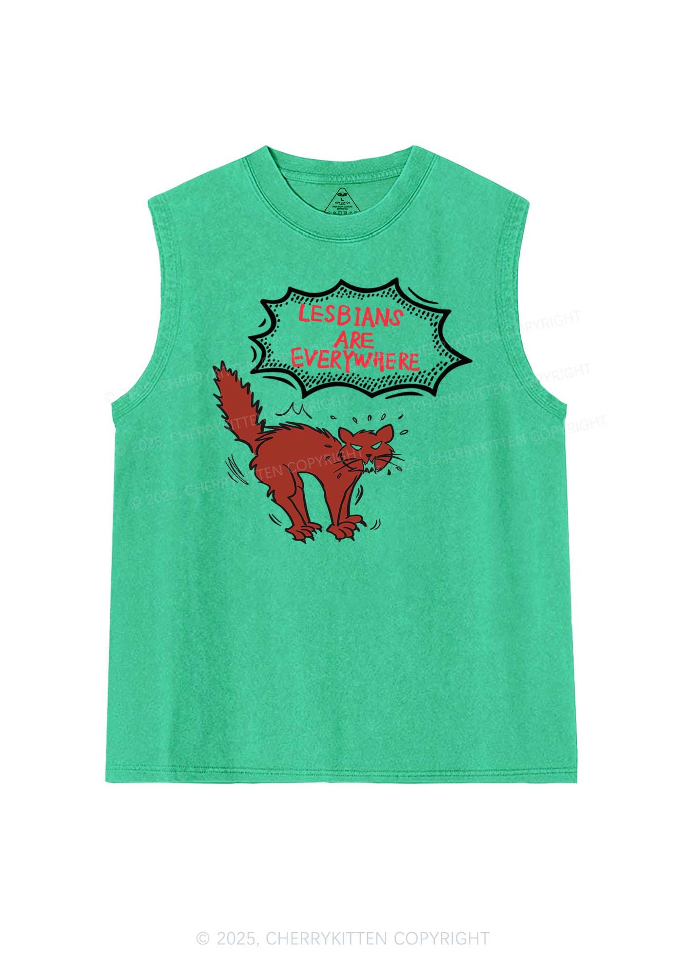 Lesbians Are Everywhere Pride Y2K Washed Muscle Tank Cherrykitten