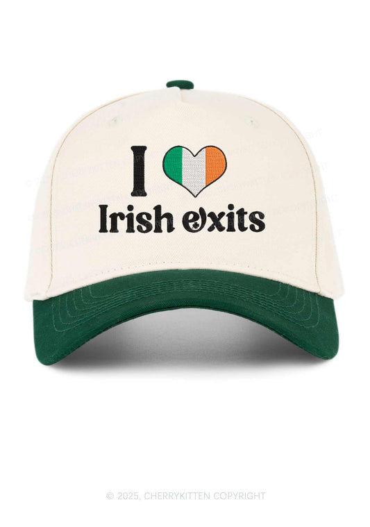 Embroidered I Love Irish Exits St Patricks Y2K Color Block Baseball Cap Cherrykitten