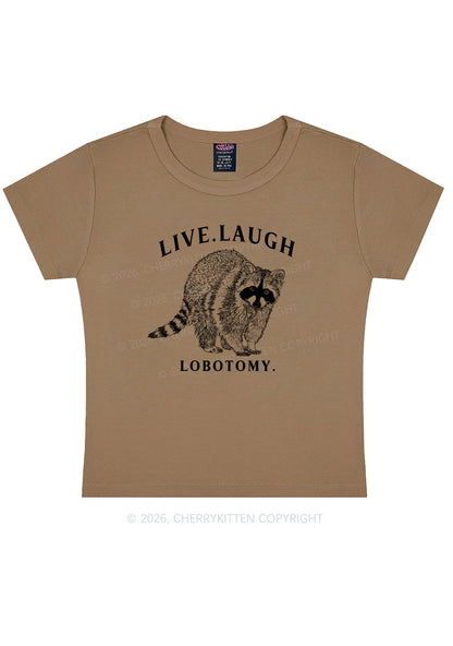 Live Laugh Lobotomy Raccoon Y2K Baby Tee Cherrykitten