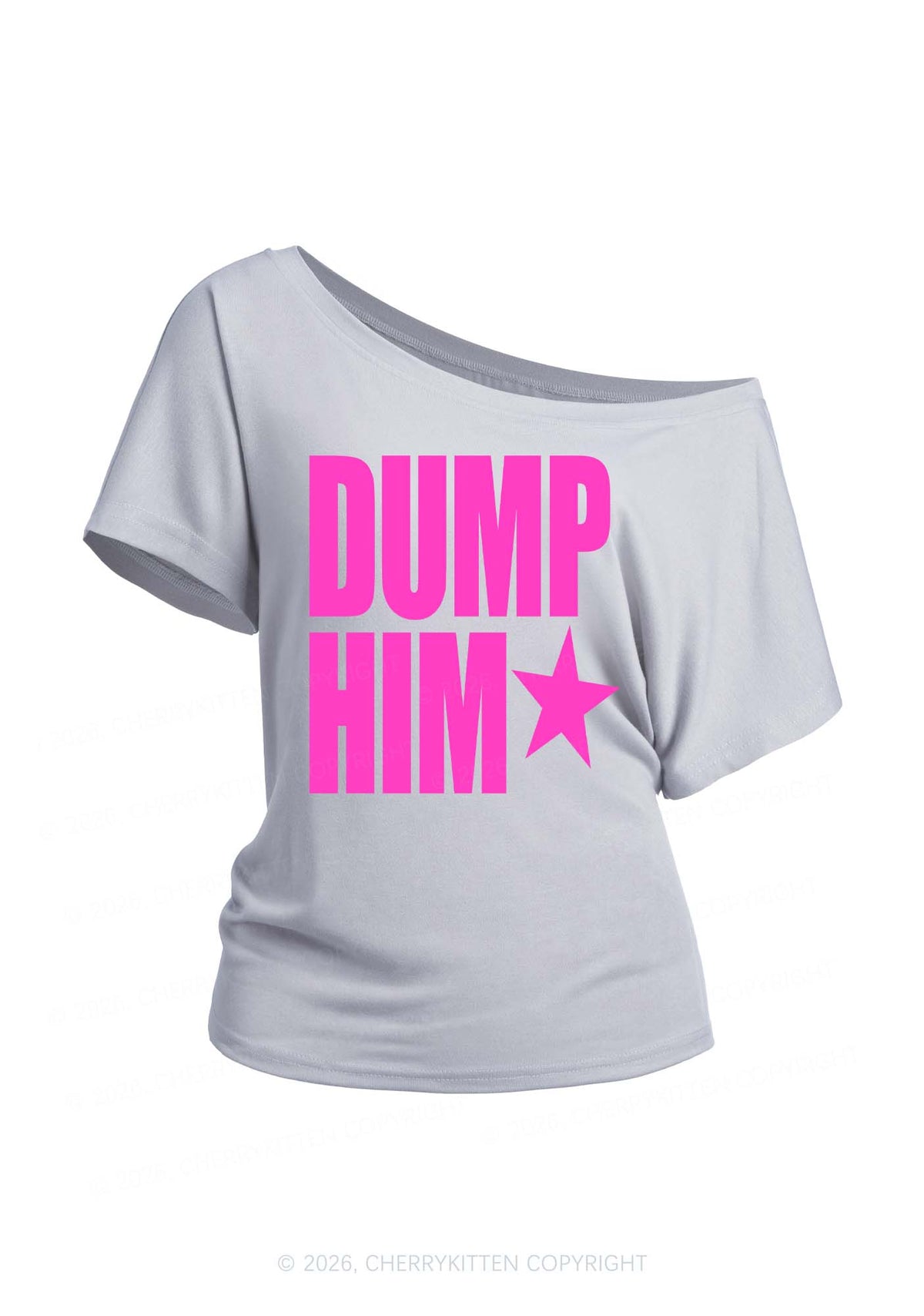 Dump Him Y2K Off Shoulder Tee Cherrykitten