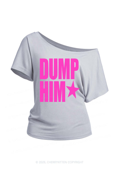 Dump Him Y2K Off Shoulder Tee Cherrykitten