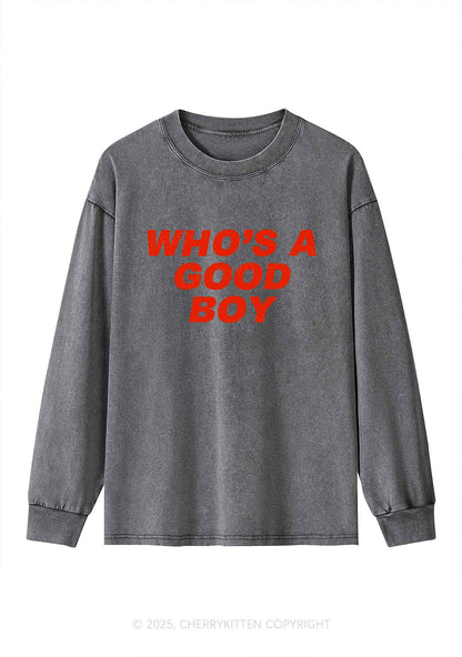 Whos A Good Boy Y2K Washed Long Sleeves Cherrykitten