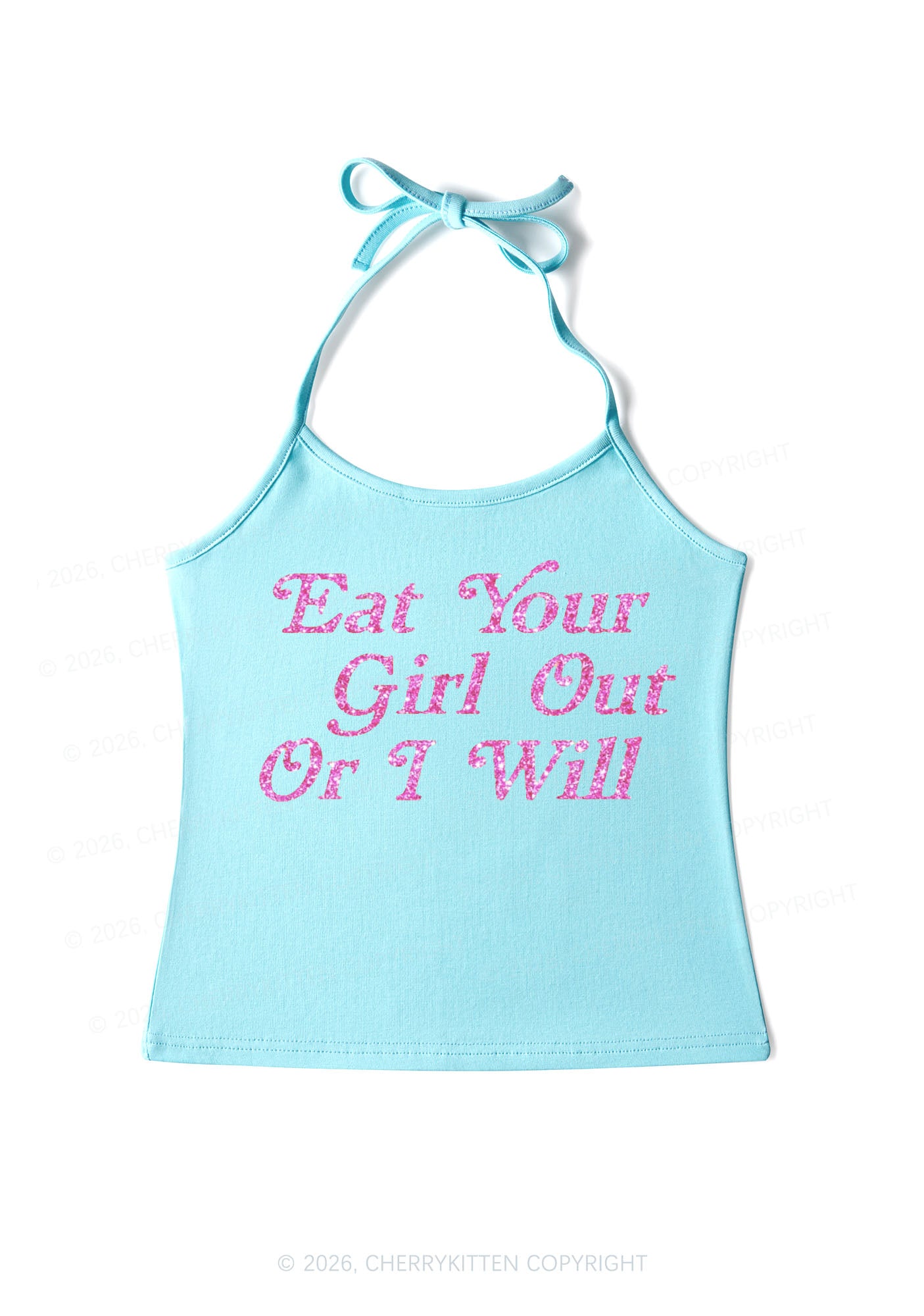 Glitter Eat Your Girl Out Pride Y2K Halter Neck Cami Cherrykitten