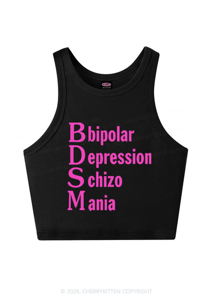 Bipolar Depression Schizo Mania Y2K Crop Tank Top Cherrykitten